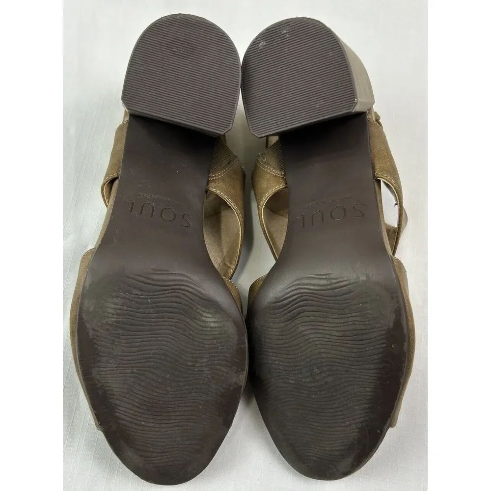 Soul Naturalizer Women's 8M Clayre Slingback Sandals Brown Vegan Leather Stacked